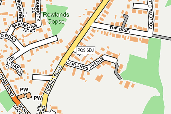 PO9 6DJ map - OS OpenMap – Local (Ordnance Survey)