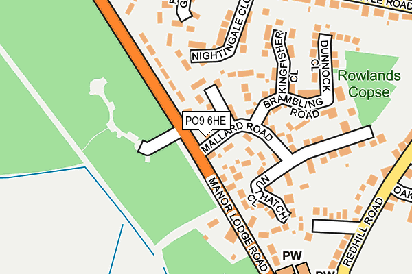 PO9 6HE map - OS OpenMap – Local (Ordnance Survey)