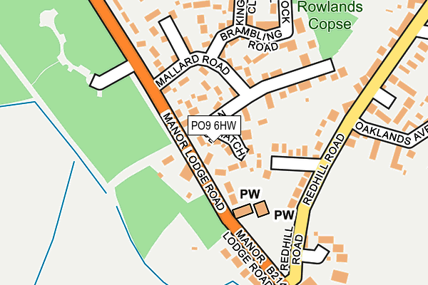 PO9 6HW map - OS OpenMap – Local (Ordnance Survey)