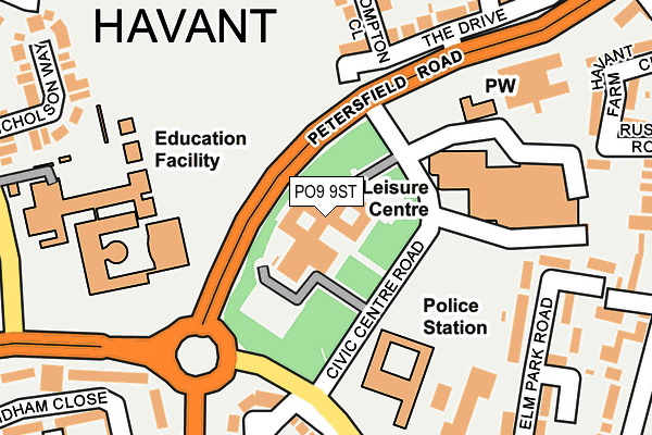 PO9 9ST map - OS OpenMap – Local (Ordnance Survey)