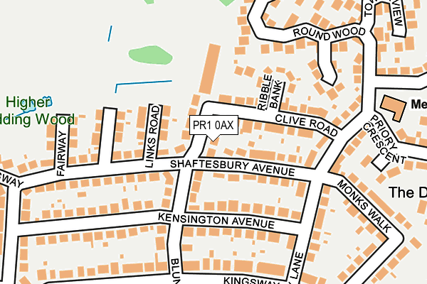 PR1 0AX map - OS OpenMap – Local (Ordnance Survey)