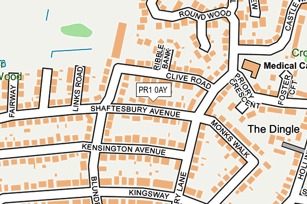 PR1 0AY map - OS OpenMap – Local (Ordnance Survey)