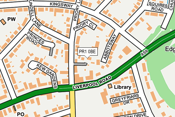 PR1 0BE map - OS OpenMap – Local (Ordnance Survey)