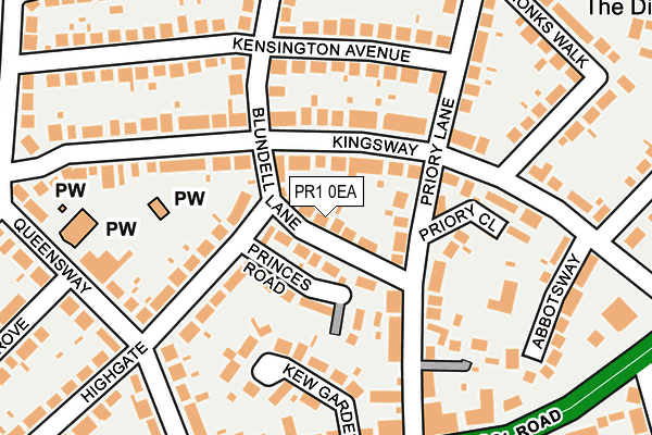 PR1 0EA map - OS OpenMap – Local (Ordnance Survey)