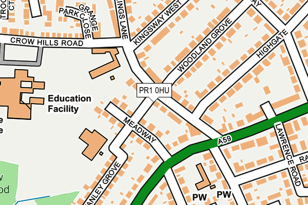 PR1 0HU map - OS OpenMap – Local (Ordnance Survey)