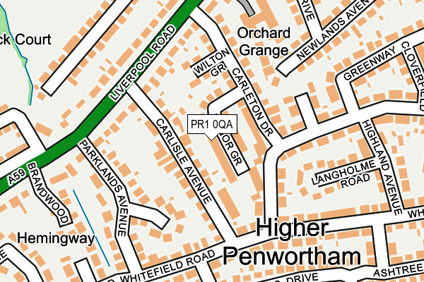 PR1 0QA map - OS OpenMap – Local (Ordnance Survey)