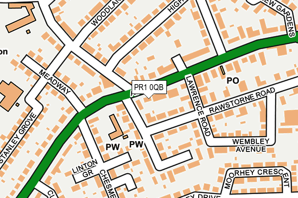 PR1 0QB map - OS OpenMap – Local (Ordnance Survey)