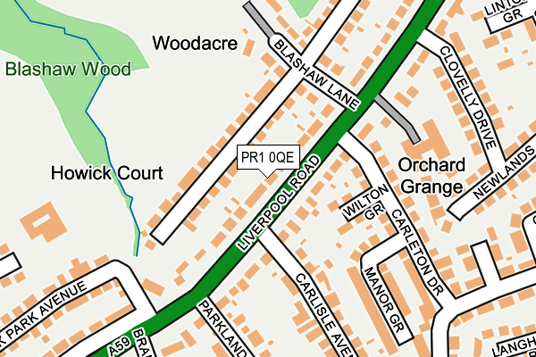 PR1 0QE map - OS OpenMap – Local (Ordnance Survey)
