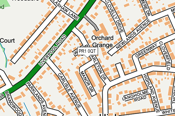 PR1 0QT map - OS OpenMap – Local (Ordnance Survey)