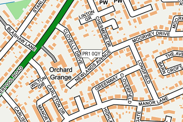 PR1 0QY map - OS OpenMap – Local (Ordnance Survey)