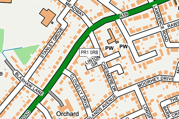 PR1 0RB map - OS OpenMap – Local (Ordnance Survey)