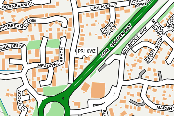 PR1 0WZ map - OS OpenMap – Local (Ordnance Survey)