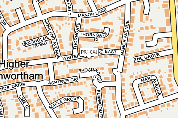 PR1 0XJ map - OS OpenMap – Local (Ordnance Survey)