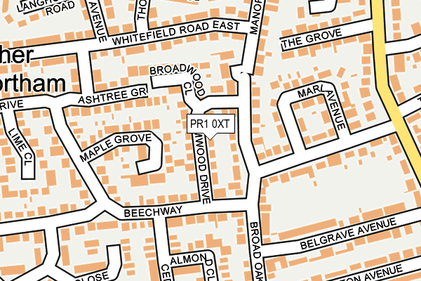 PR1 0XT map - OS OpenMap – Local (Ordnance Survey)