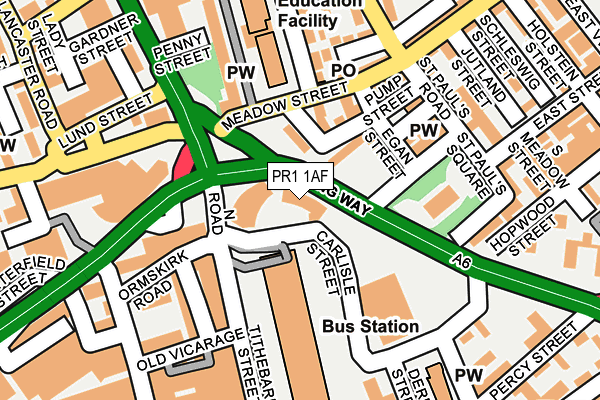 PR1 1AF map - OS OpenMap – Local (Ordnance Survey)