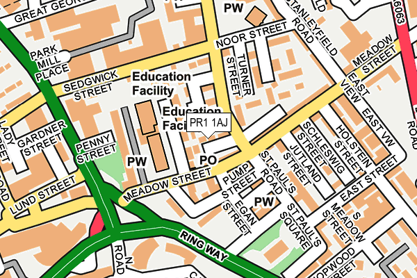 PR1 1AJ map - OS OpenMap – Local (Ordnance Survey)