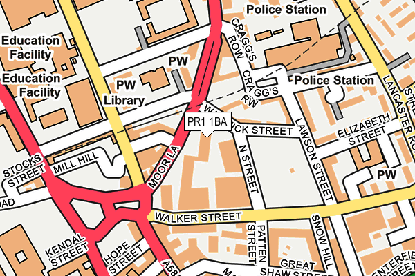 PR1 1BA map - OS OpenMap – Local (Ordnance Survey)