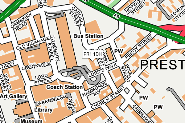 PR1 1DH map - OS OpenMap – Local (Ordnance Survey)