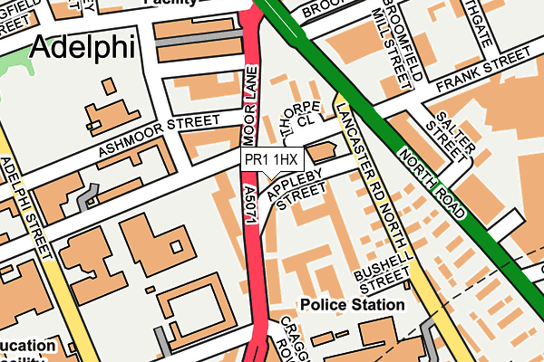 PR1 1HX map - OS OpenMap – Local (Ordnance Survey)