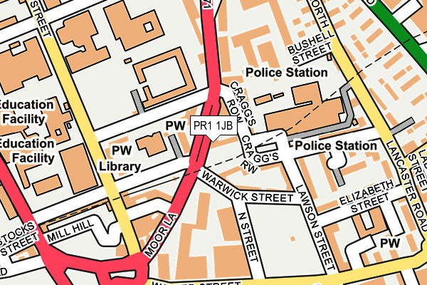 PR1 1JB map - OS OpenMap – Local (Ordnance Survey)