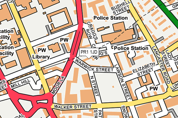 PR1 1JD map - OS OpenMap – Local (Ordnance Survey)
