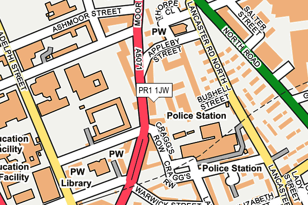PR1 1JW map - OS OpenMap – Local (Ordnance Survey)