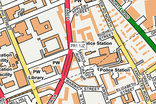 PR1 1JZ map - OS OpenMap – Local (Ordnance Survey)