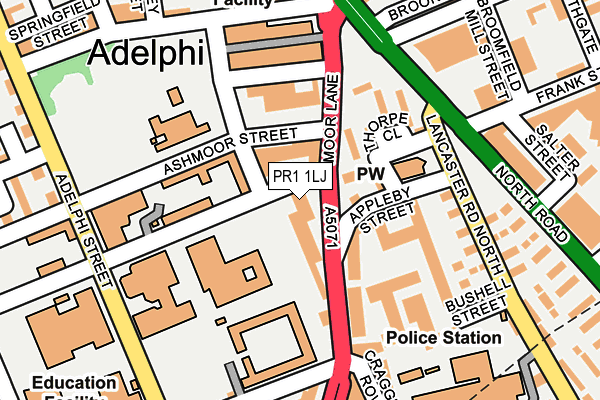 PR1 1LJ map - OS OpenMap – Local (Ordnance Survey)