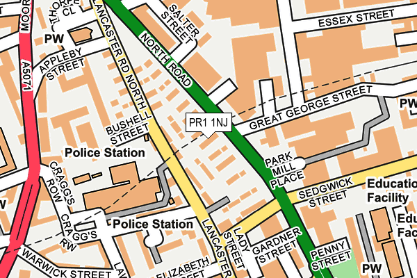 PR1 1NJ map - OS OpenMap – Local (Ordnance Survey)