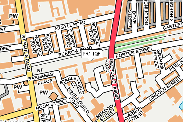 PR1 1QF map - OS OpenMap – Local (Ordnance Survey)