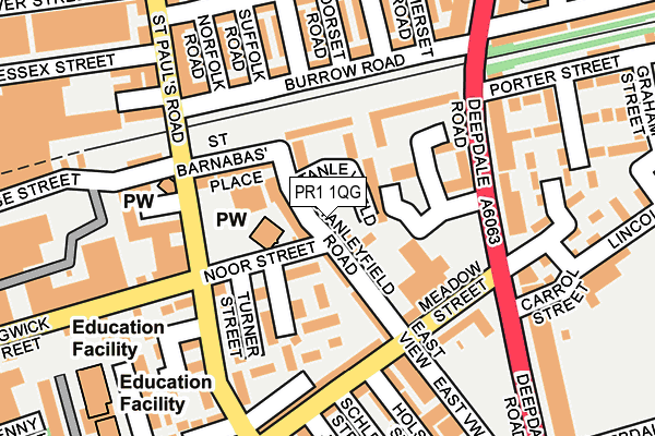 PR1 1QG map - OS OpenMap – Local (Ordnance Survey)