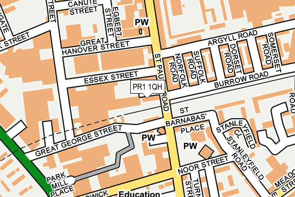 PR1 1QH map - OS OpenMap – Local (Ordnance Survey)