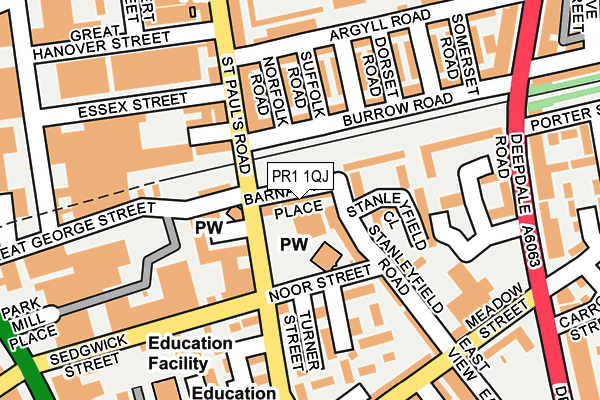 PR1 1QJ map - OS OpenMap – Local (Ordnance Survey)