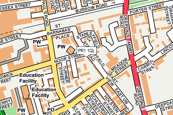 PR1 1QL map - OS OpenMap – Local (Ordnance Survey)