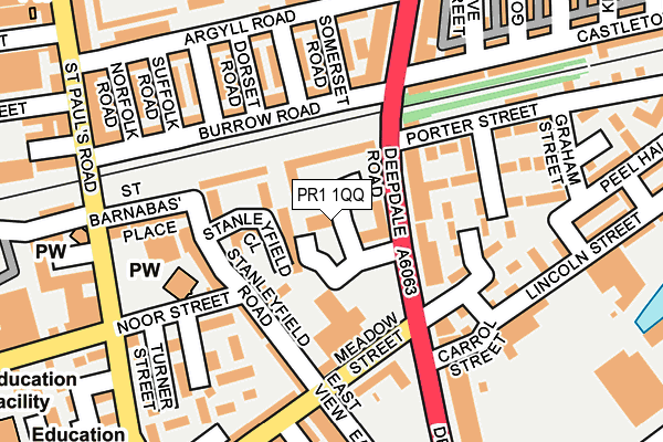 PR1 1QQ map - OS OpenMap – Local (Ordnance Survey)