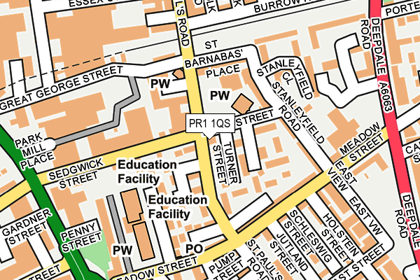 PR1 1QS map - OS OpenMap – Local (Ordnance Survey)