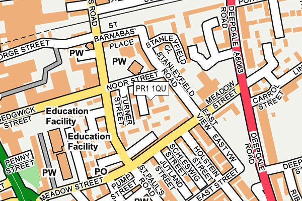 PR1 1QU map - OS OpenMap – Local (Ordnance Survey)