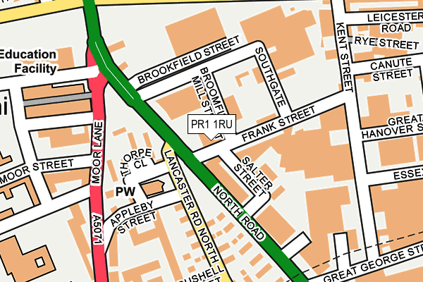 PR1 1RU map - OS OpenMap – Local (Ordnance Survey)