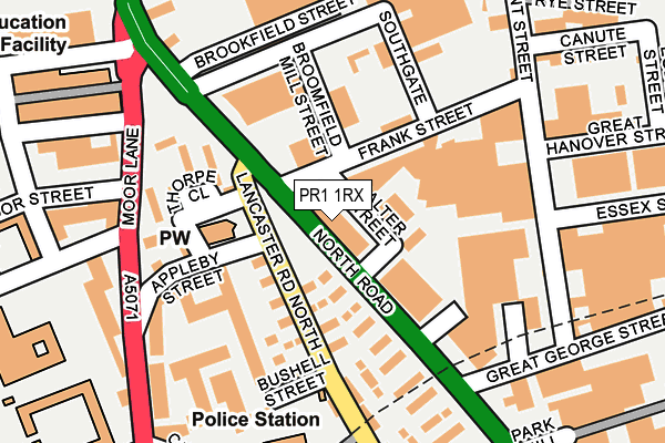 PR1 1RX map - OS OpenMap – Local (Ordnance Survey)