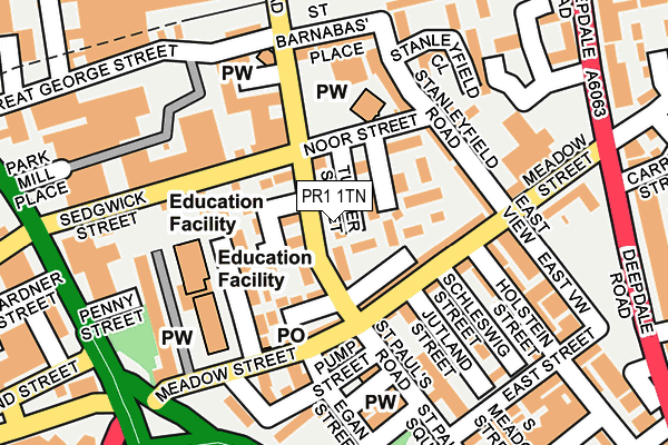 PR1 1TN map - OS OpenMap – Local (Ordnance Survey)