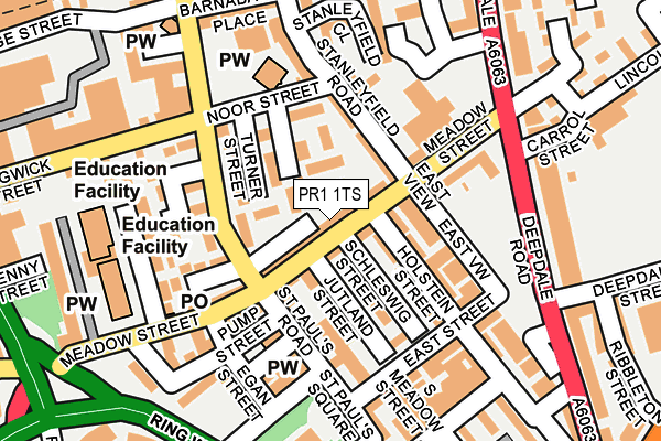 PR1 1TS map - OS OpenMap – Local (Ordnance Survey)
