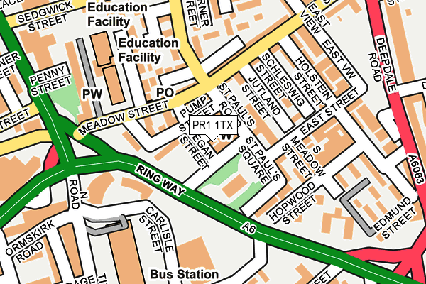 PR1 1TX map - OS OpenMap – Local (Ordnance Survey)