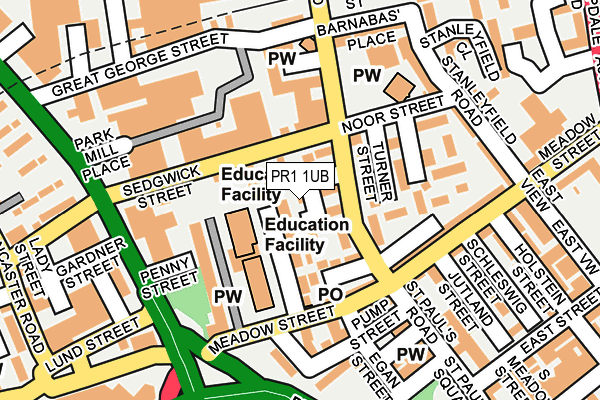 PR1 1UB map - OS OpenMap – Local (Ordnance Survey)