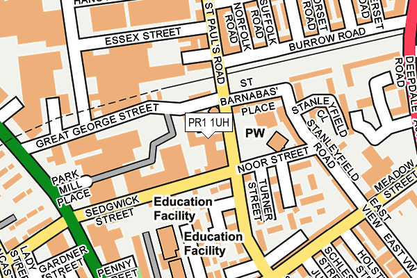 PR1 1UH map - OS OpenMap – Local (Ordnance Survey)