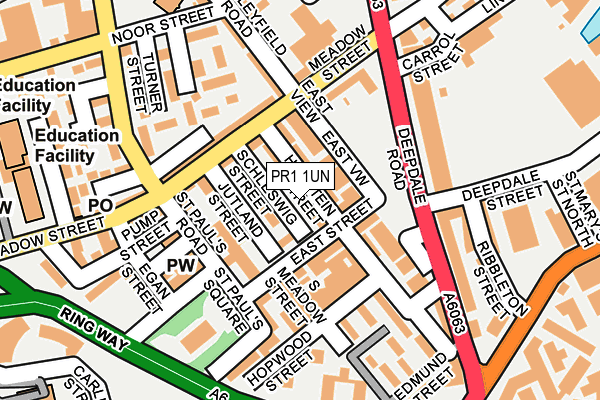 PR1 1UN map - OS OpenMap – Local (Ordnance Survey)