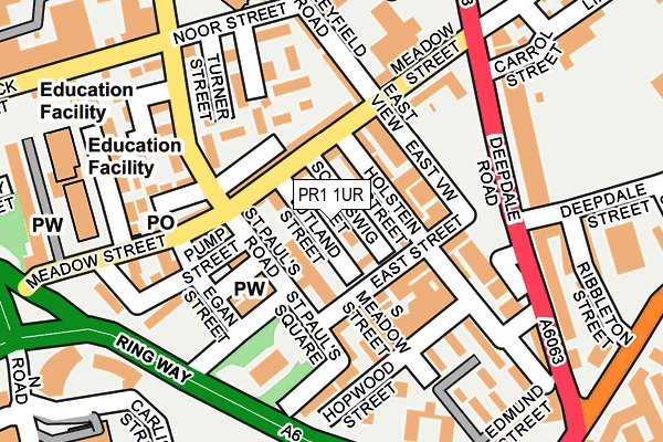 PR1 1UR map - OS OpenMap – Local (Ordnance Survey)