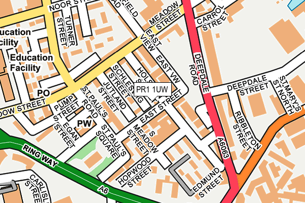 PR1 1UW map - OS OpenMap – Local (Ordnance Survey)
