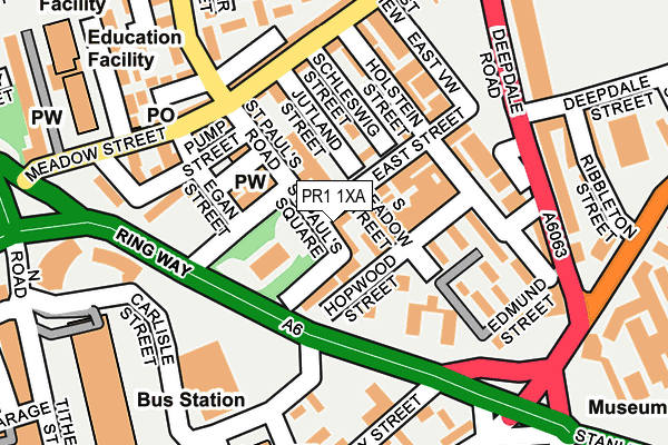 PR1 1XA map - OS OpenMap – Local (Ordnance Survey)
