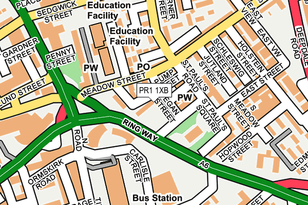 PR1 1XB map - OS OpenMap – Local (Ordnance Survey)