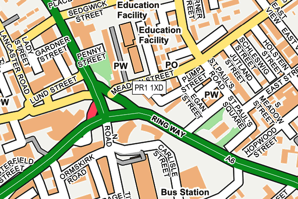 PR1 1XD map - OS OpenMap – Local (Ordnance Survey)
